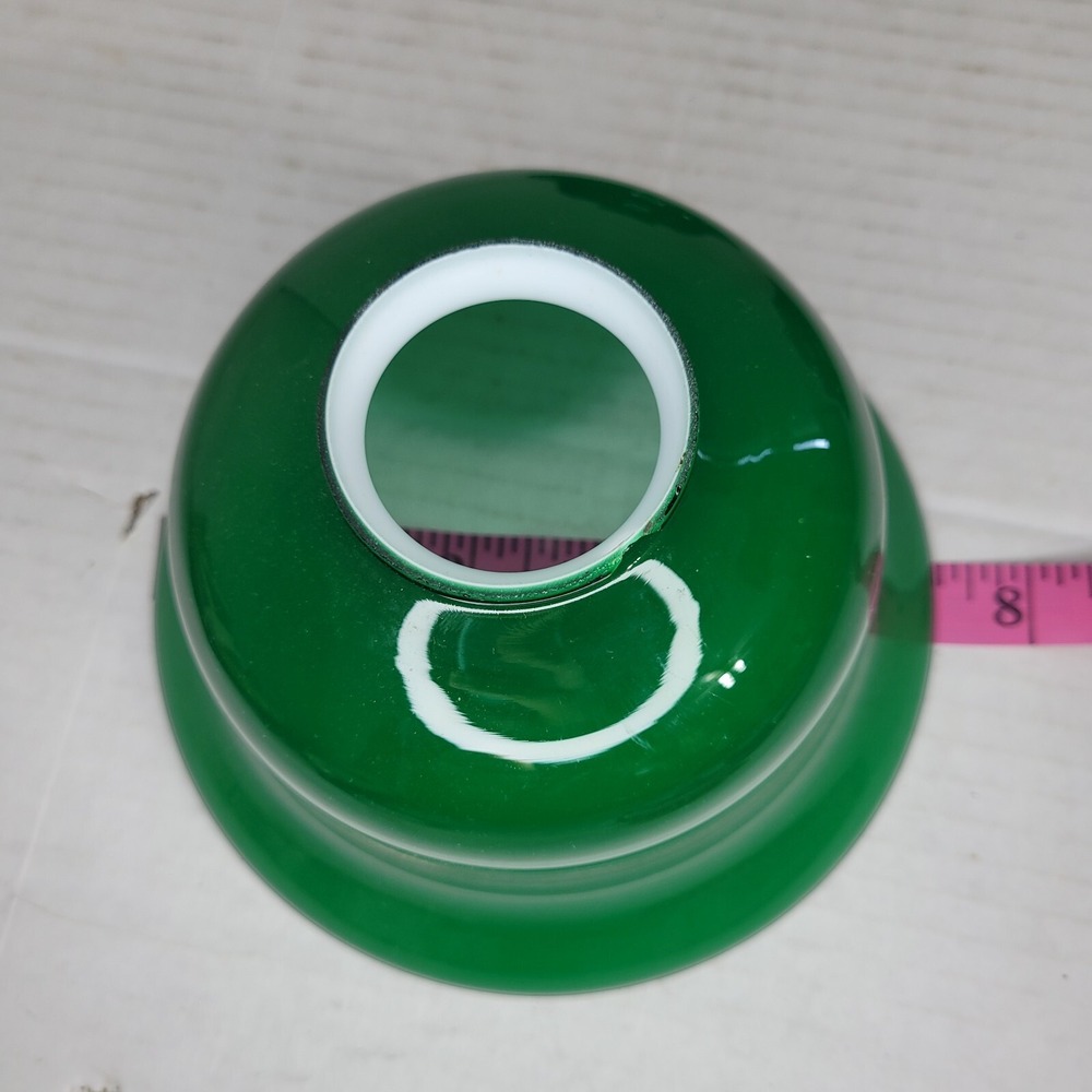 Emerald Green Cased Glass over White Pendant Lamp Shade Vtg 7.5" x 2" - Picture 5 of 6